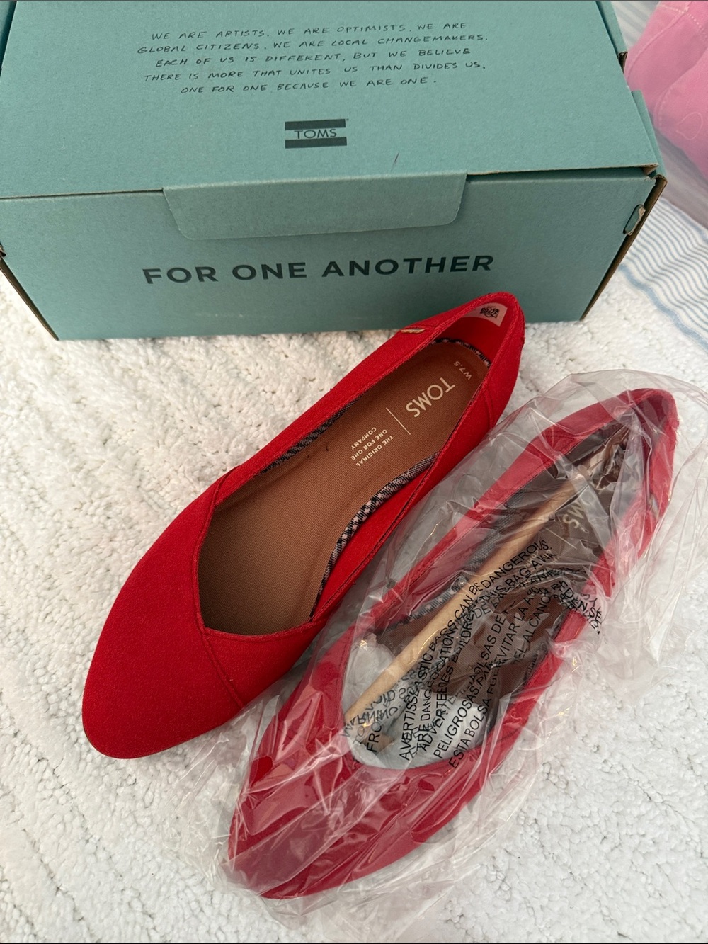 Toms Red Julie Suede Flats